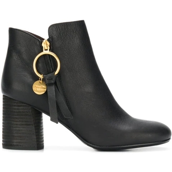 See By Chloe Black Booties with Gold Accents - Picture 3 of 7